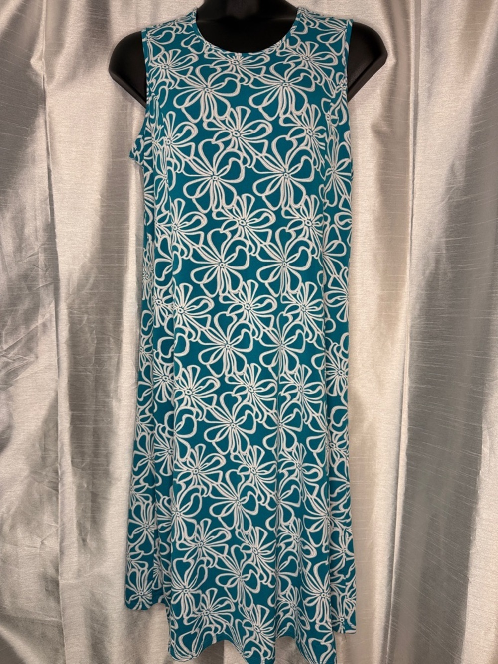 Maggie Sweet Sleeveless Midi Dress Floral Texture Stretch Wedding Party Large